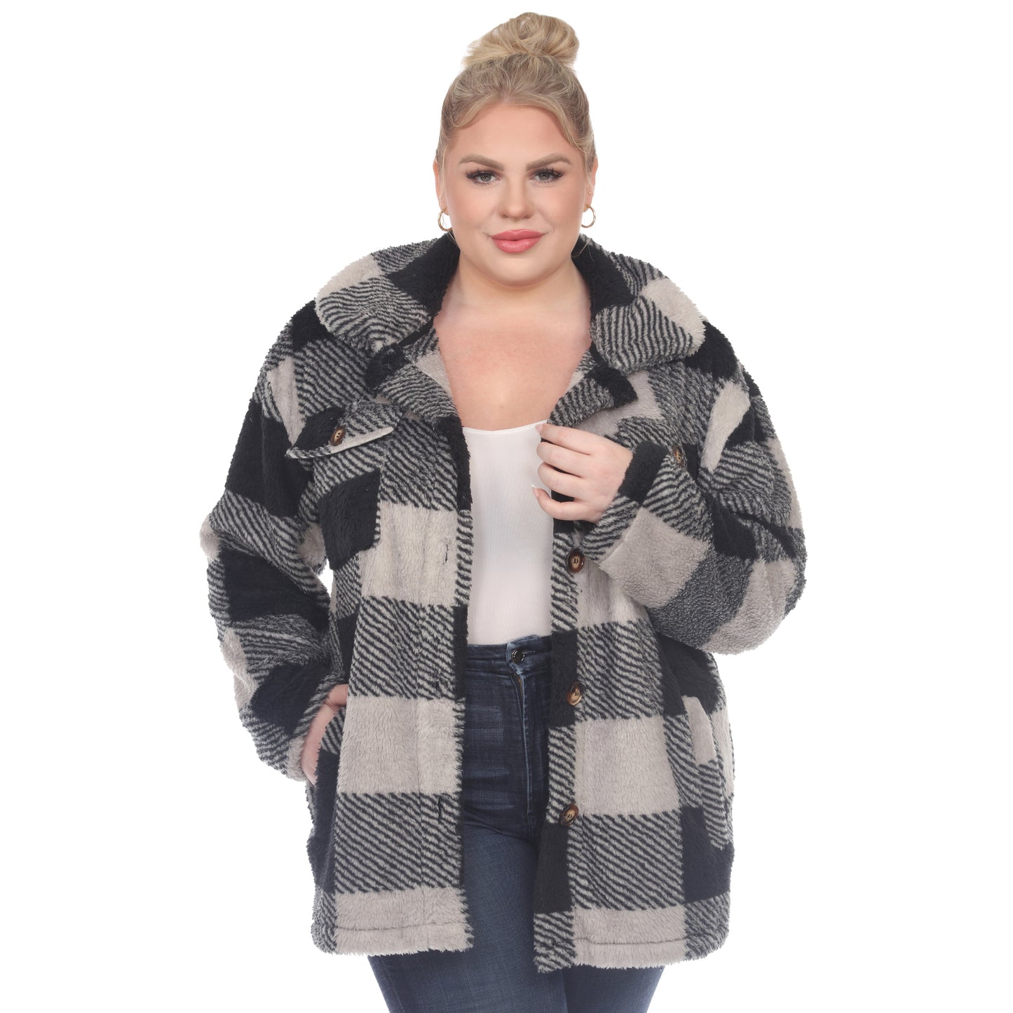 White Mark Women's Plaid Shacket