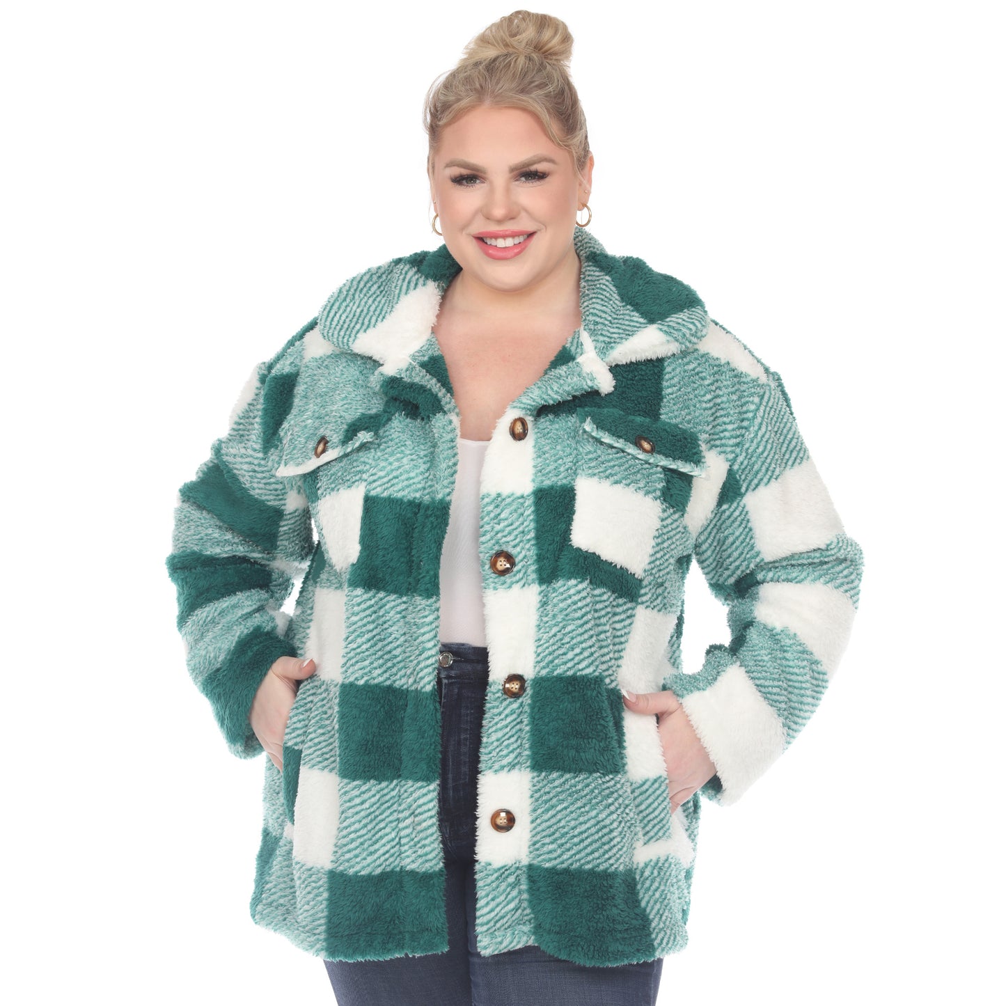 White Mark Women's Plaid Shacket