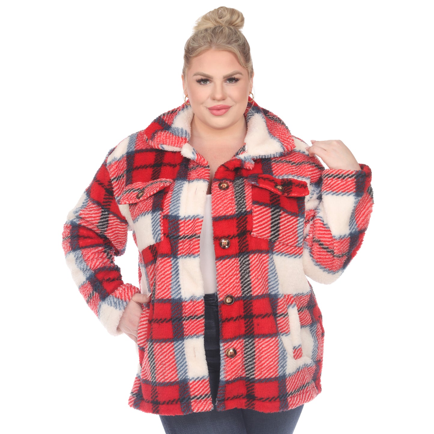 White Mark Women's Plaid Shacket
