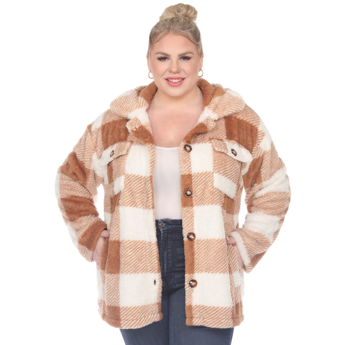 White Mark Women's Plaid Shacket