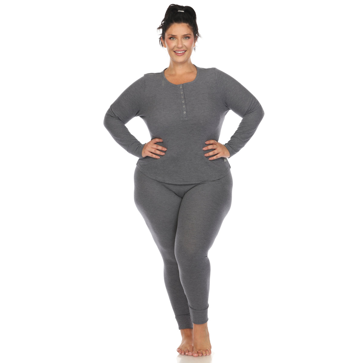 White Mark Women's 2-Piece Waffle Pajama Set