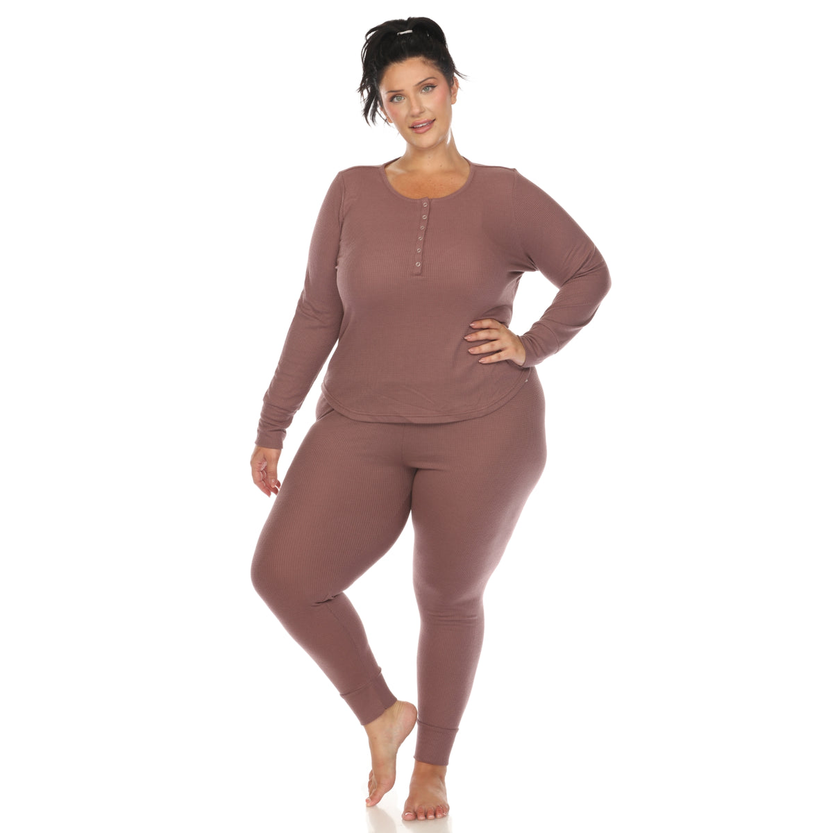 White Mark Women's 2-Piece Waffle Pajama Set