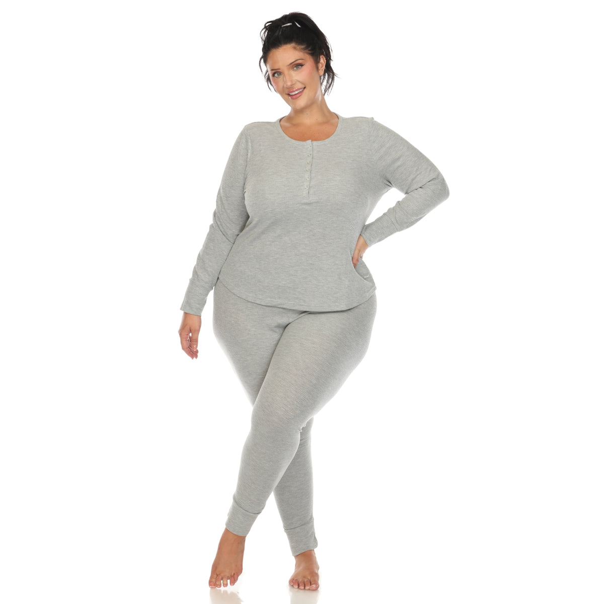 White Mark Women's 2-Piece Waffle Pajama Set