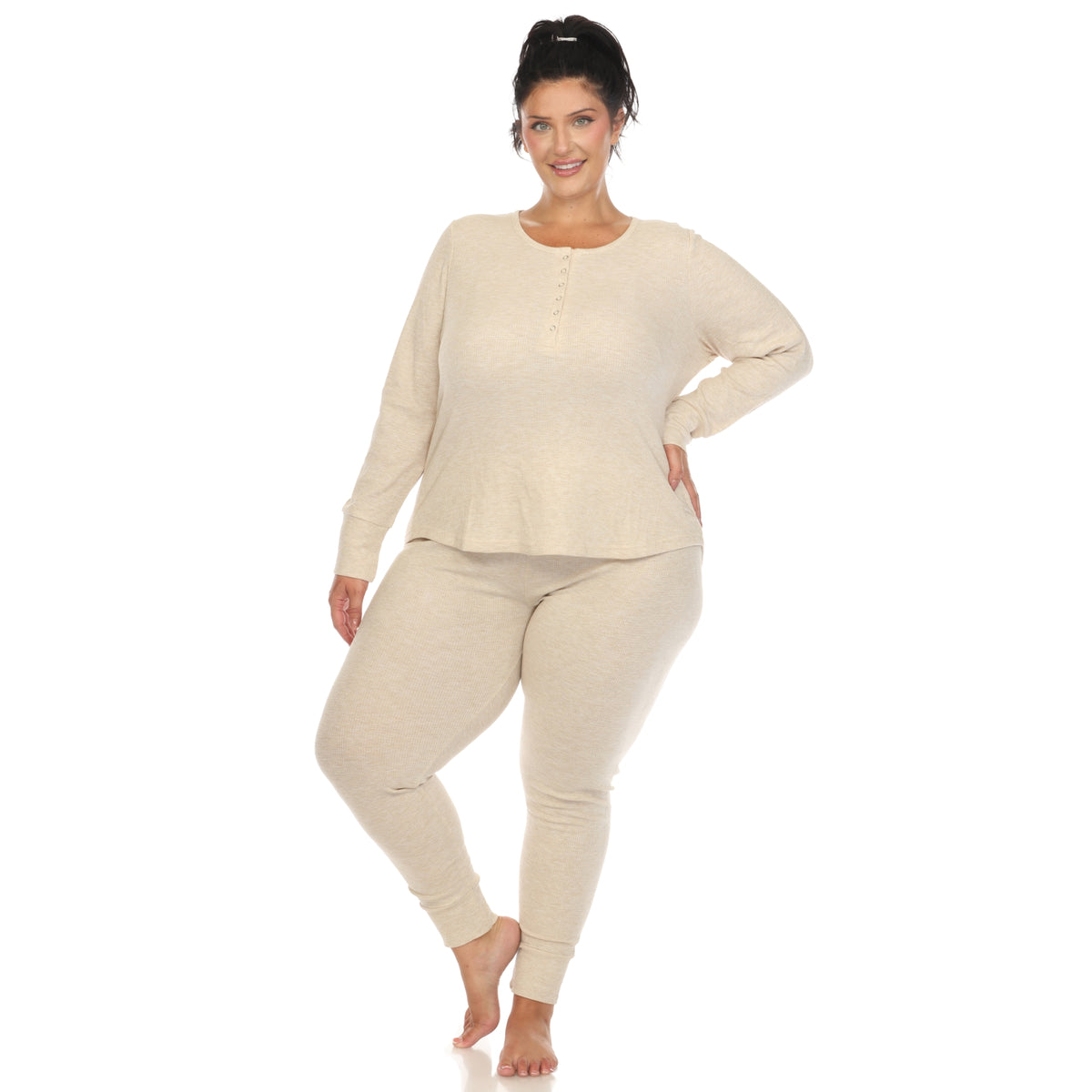 White Mark Women's 2-Piece Waffle Pajama Set
