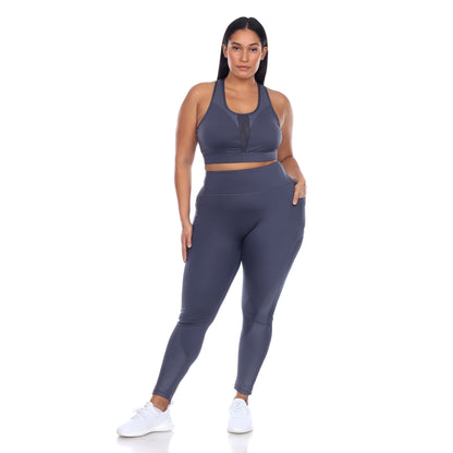 White Mark Women's Racer Back Sports Bra & Mesh Leggings Set