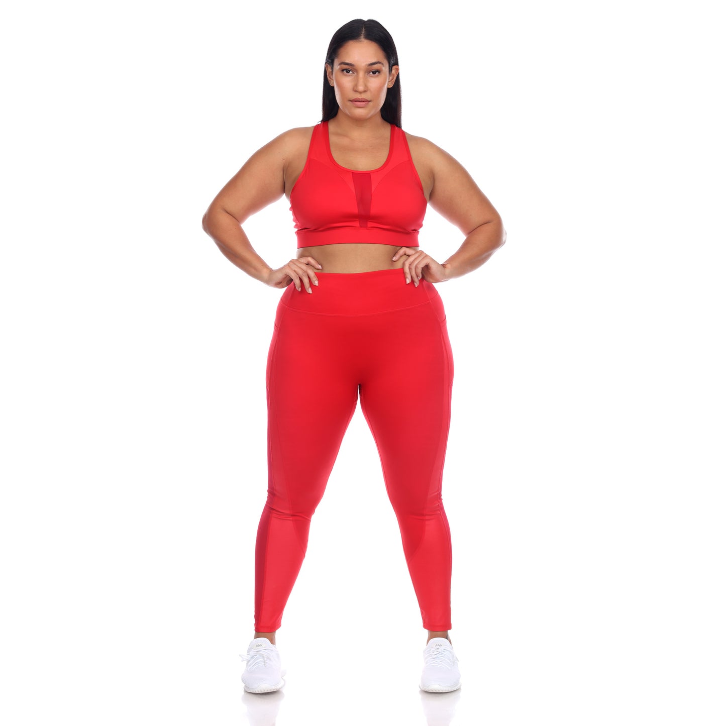 White Mark Women's Racer Back Sports Bra & Mesh Leggings Set