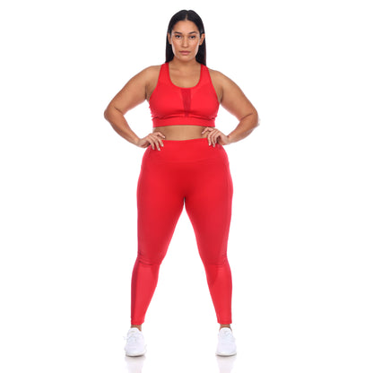 White Mark Women's Racer Back Sports Bra & Mesh Leggings Set