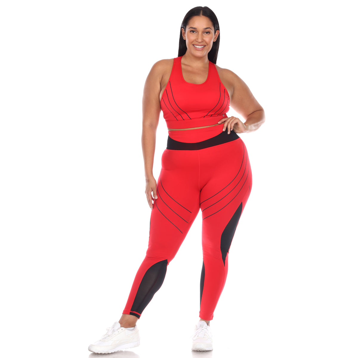 White Mark Women's Cut Out Back Mesh Sports Bra & Leggings Set