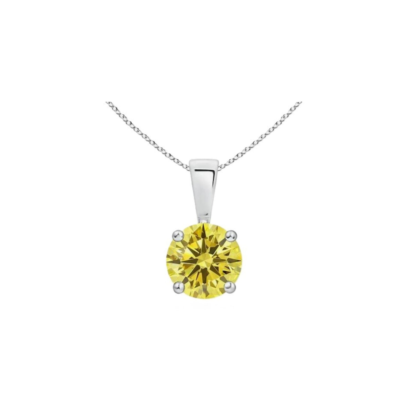 Fancy yellow lab-grown diamond pendant on a white background