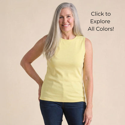 Christopher & Banks Women's Petite Sleeveless Crew Neck Perfect Tank