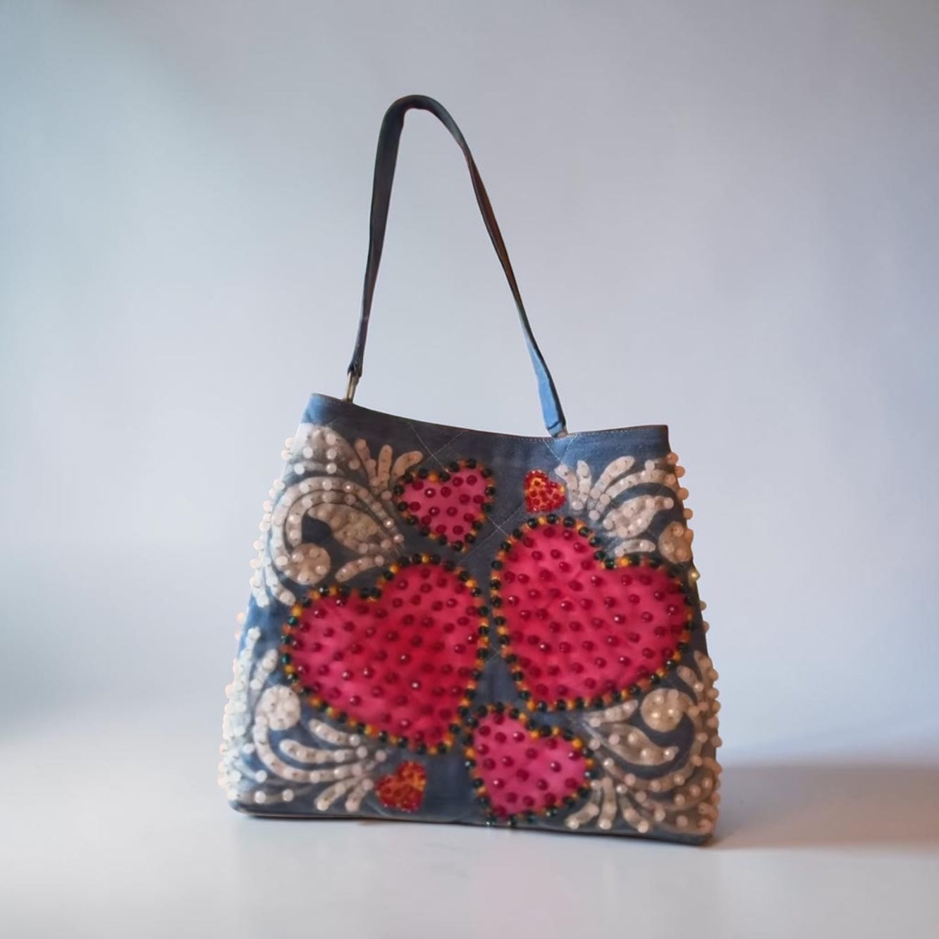 ALLE Handbags Hand-Painted & Hand-Embroidered Denim Tote Bag