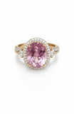AS IS SAMPLE - 14K Gold Kunzite & White Zircon Halo Ring