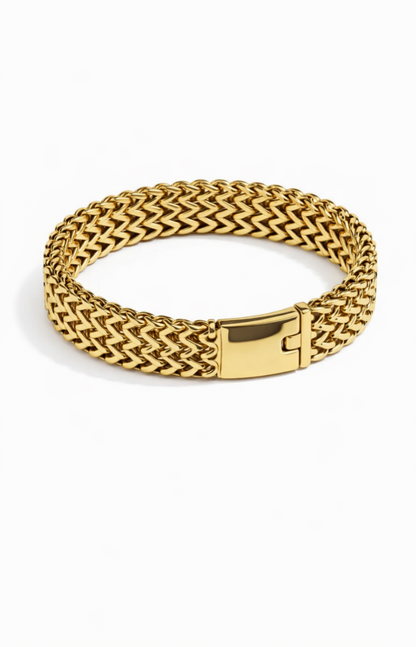 AS IS SAMPLE - Invicta Stainless Steel Triple Row Chevron Woven Bracelet