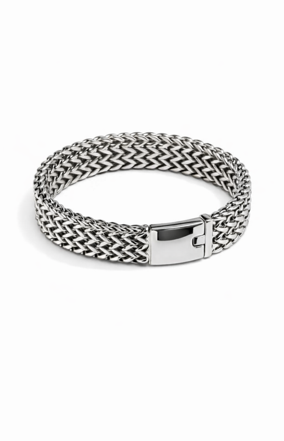 AS IS SAMPLE - Invicta Stainless Steel Triple Row Chevron Woven Bracelet