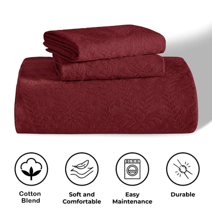 Superior "Aspen" Jacquard Floral Scalloped Edge Bedspread Set
