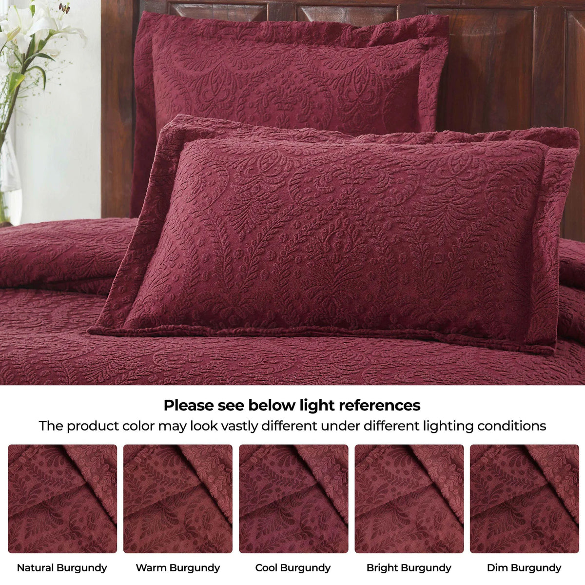 Superior "Aspen" Jacquard Floral Scalloped Edge Bedspread Set