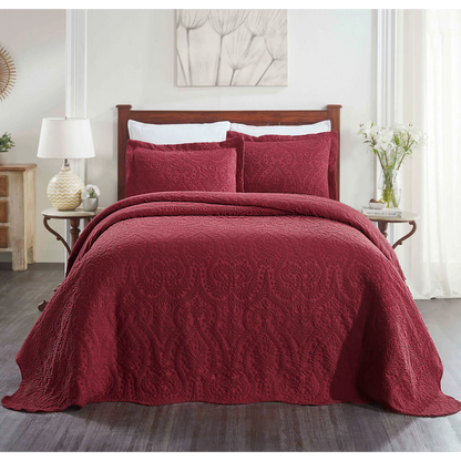 Superior "Aspen" Jacquard Floral Scalloped Edge Bedspread Set