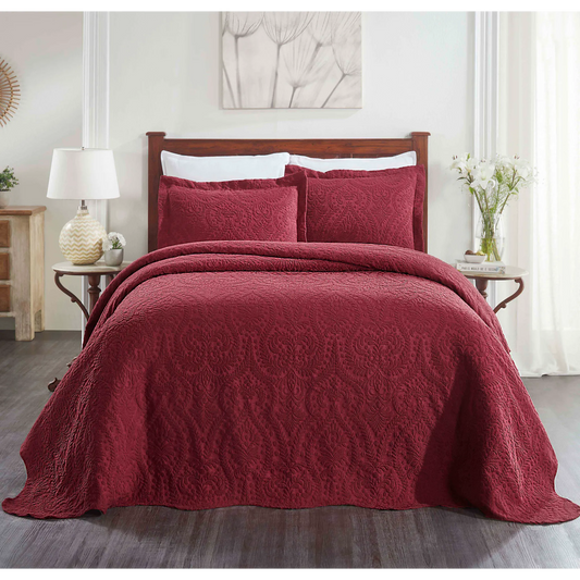 Superior "Aspen" Jacquard Floral Scalloped Edge Bedspread Set