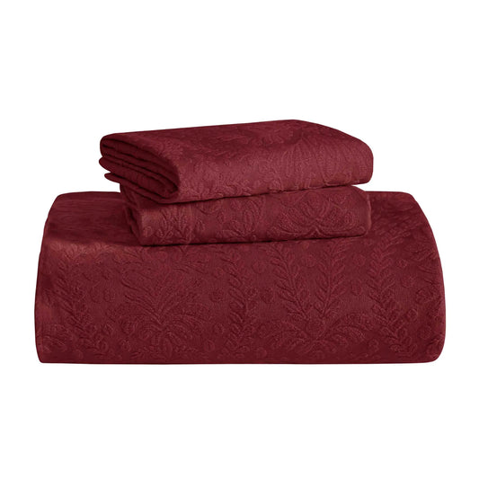 Superior "Aspen" Jacquard Floral Scalloped Edge Bedspread Set
