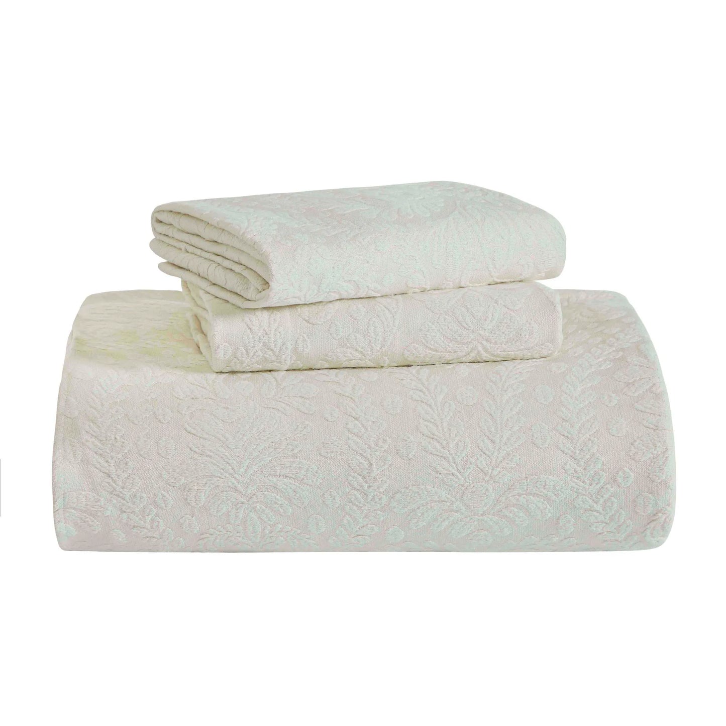 Superior "Aspen" Jacquard Floral Scalloped Edge Bedspread Set
