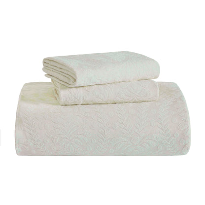 Superior "Aspen" Jacquard Floral Scalloped Edge Bedspread Set