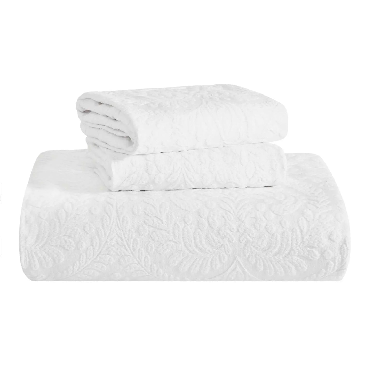 Superior "Aspen" Jacquard Floral Scalloped Edge Bedspread Set