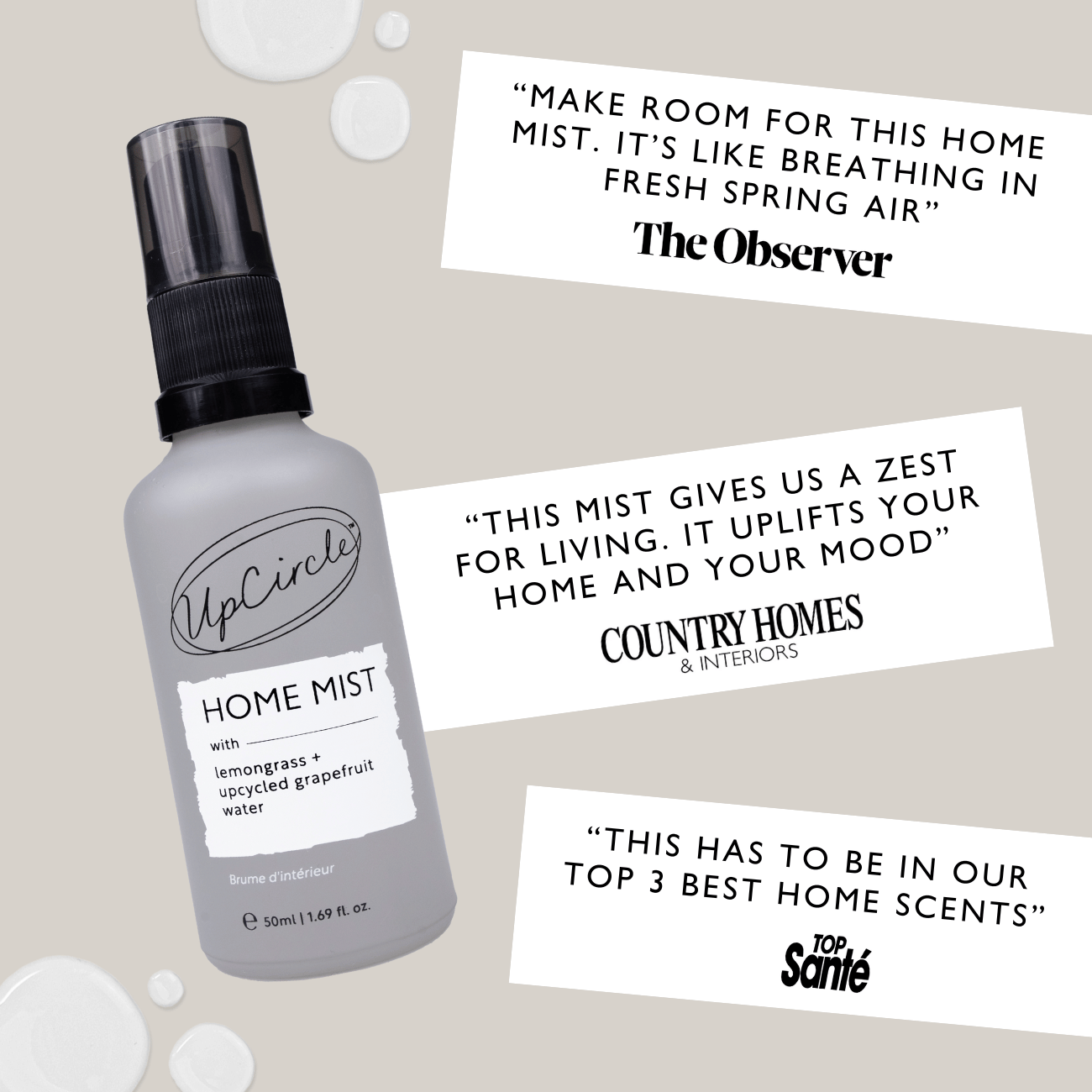 UpCircle Home Mist with Lemongrass + Grapefruit