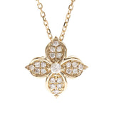 Beverly Hills Elegance 14K Gold 0.20ctw Diamond Quatrefoil Flower Necklace with Chain
