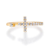 Beverly Hills Elegance 14K Gold 0.27ctw Diamond Open Cross Ring