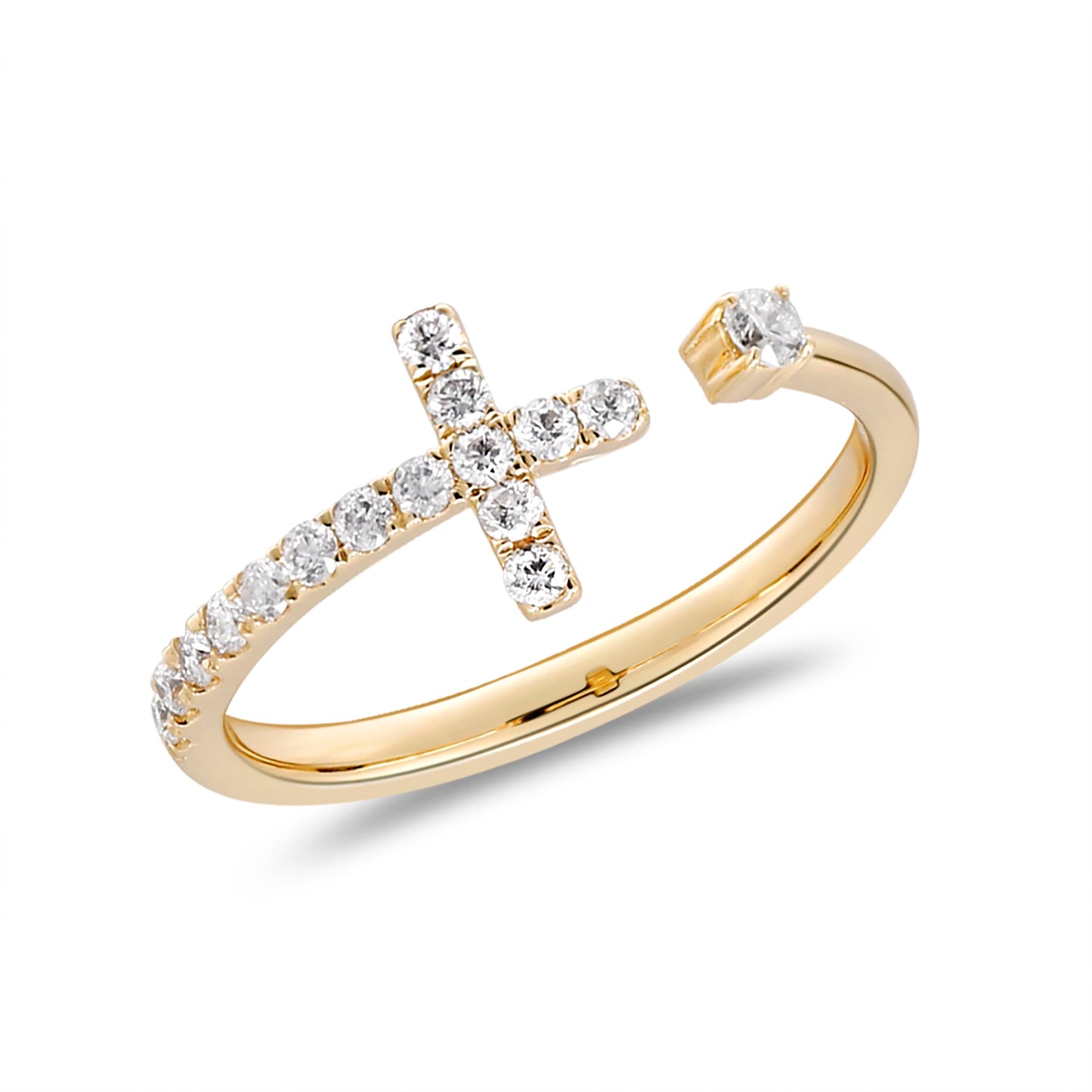 Beverly Hills Elegance 14K Gold 0.27ctw Diamond Open Cross Ring