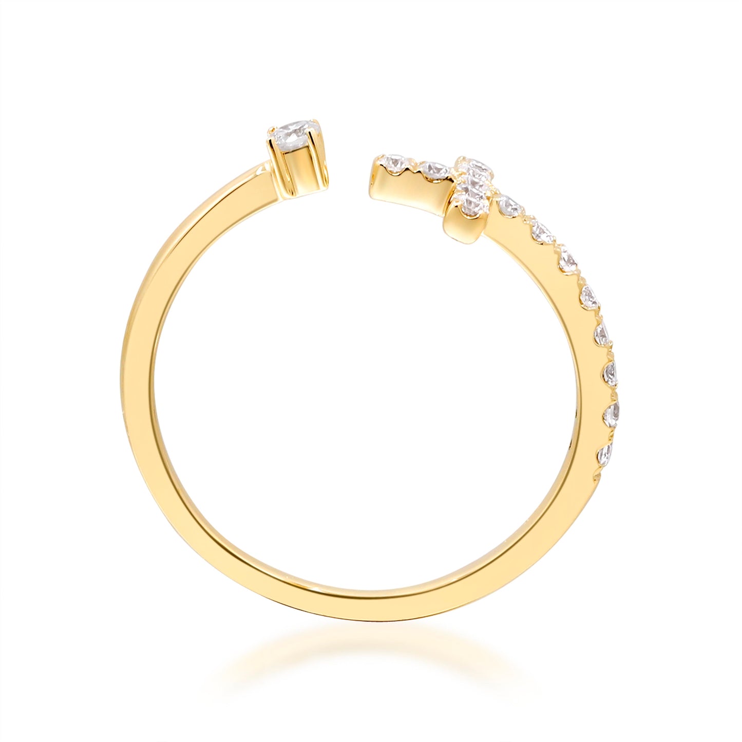 Beverly Hills Elegance 14K Gold 0.27ctw Diamond Open Cross Ring