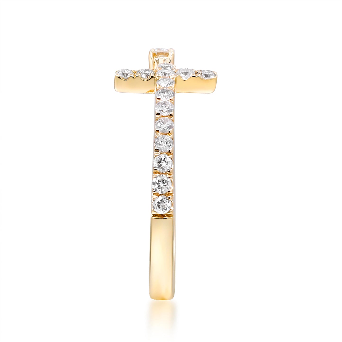 Beverly Hills Elegance 14K Gold 0.27ctw Diamond Open Cross Ring