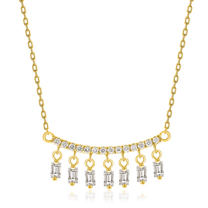 Beverly Hills Elegance 14K Gold 0.57ctw Diamond Fringe Bar Necklace