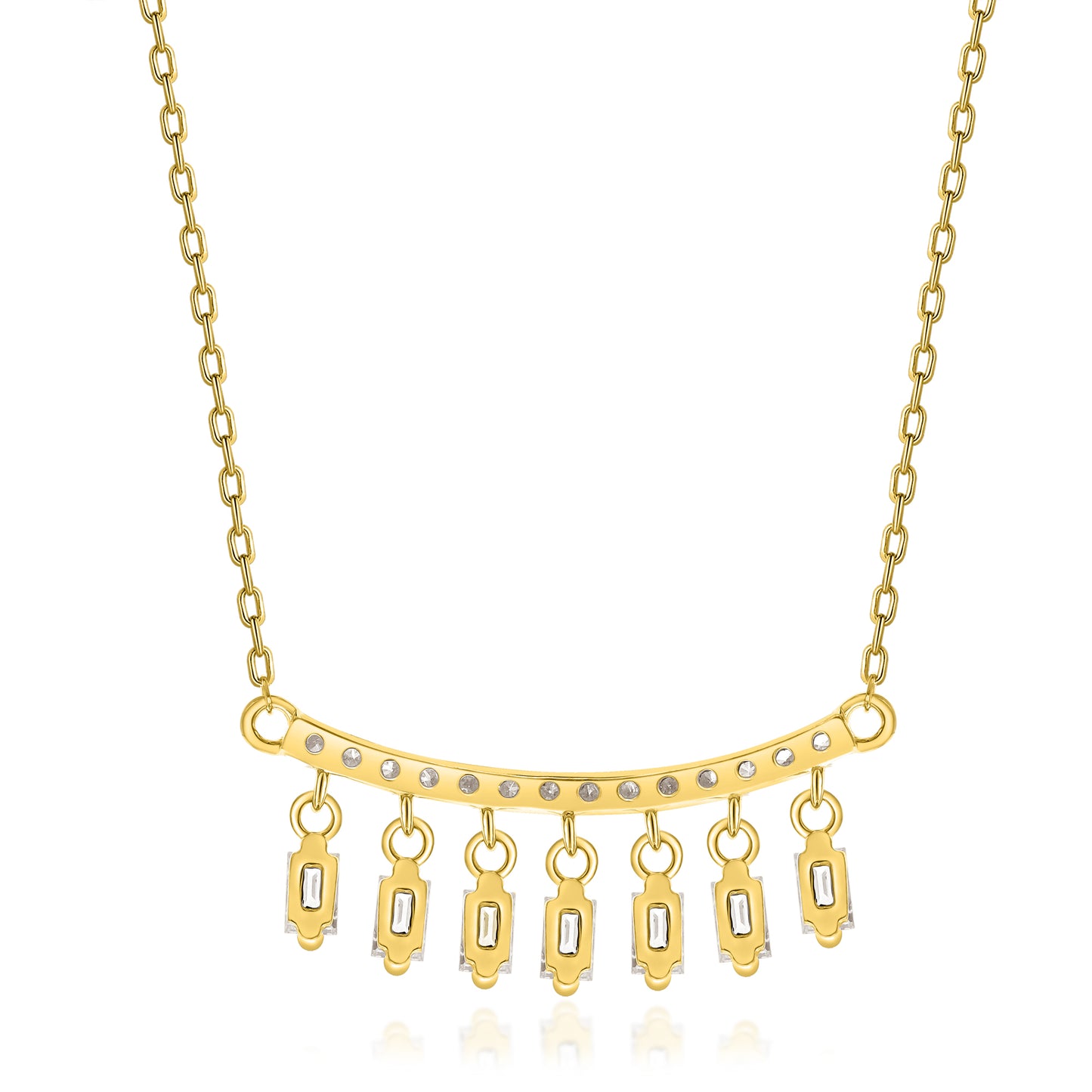 Beverly Hills Elegance 14K Gold 0.57ctw Diamond Fringe Bar Necklace