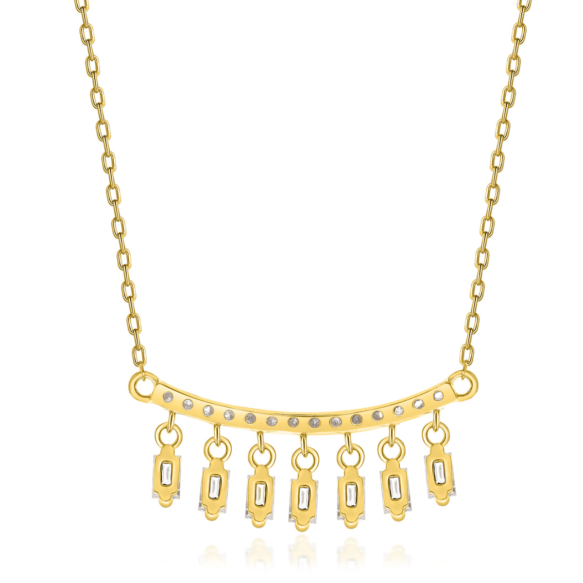 Beverly Hills Elegance 14K Gold 0.57ctw Diamond Fringe Bar Necklace