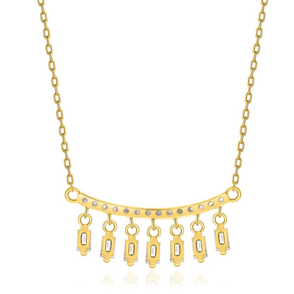 Beverly Hills Elegance 14K Gold 0.57ctw Diamond Fringe Bar Necklace