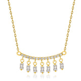 Beverly Hills Elegance 14K Gold 0.57ctw Diamond Fringe Bar Necklace