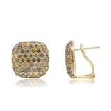 Beverly Hills Elegance 14K Gold 4.14ctw Multi-Color Diamond Button Stud Earrings