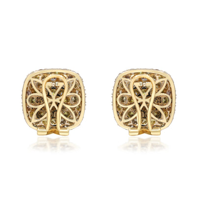 Beverly Hills Elegance 14K Gold 4.14ctw Multi-Color Diamond Button Stud Earrings