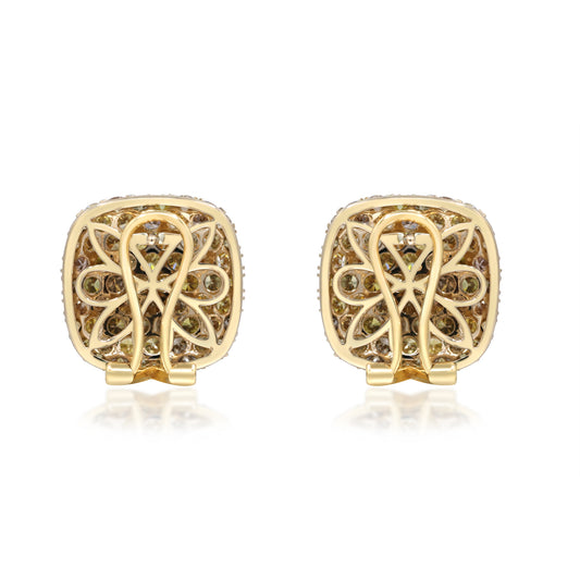 Beverly Hills Elegance 14K Gold 4.14ctw Multi-Color Diamond Button Stud Earrings