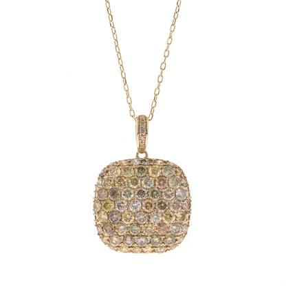 Beverly Hills Elegance 14K Gold 2.07ctw Multi-Color Diamond Square Pendant with Chain