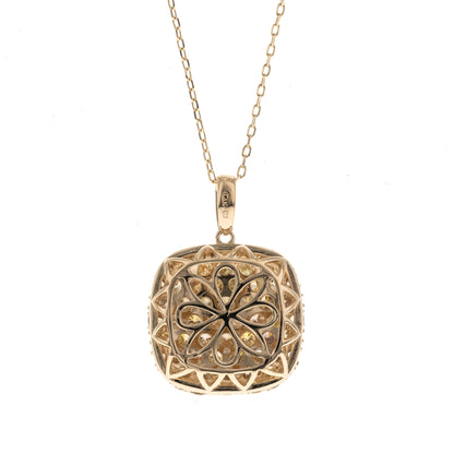 Beverly Hills Elegance 14K Gold 2.07ctw Multi-Color Diamond Square Pendant with Chain