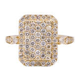 Beverly Hills Elegance 14K Gold 1.04ctw Diamond Elongated Rectangle Pave Ring