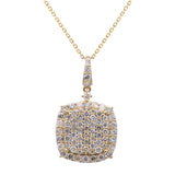 Beverly Hills Elegance 14K Gold 1.59ctw Diamond Square Pave Pendant with Chain