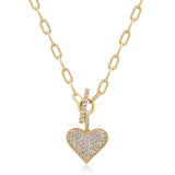 Beverly Hills Elegance 18K Gold 0.49ctw Diamond Heart Paperclip Link Toggle Necklace