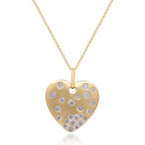 Beverly Hills Elegance 18K Gold 0.82ctw Diamond Burnished Heart Pendant with Chain