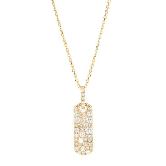 Beverly Hills Elegance 14K Gold 0.70ctw Multi-Shape Diamond Pave Elongated Pendant with Chain