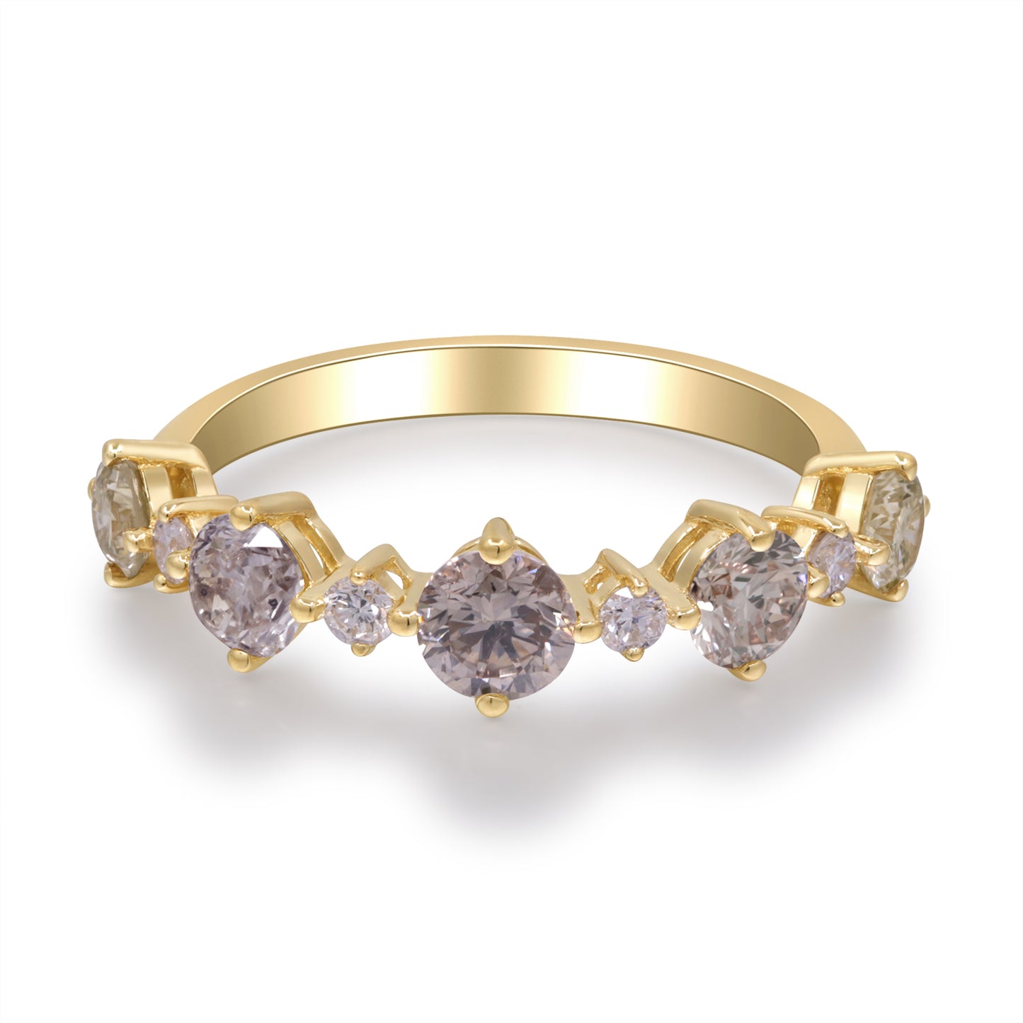 Beverly Hills Elegance 14K Gold 1.21ctw Multi-Color Diamond Band Ring