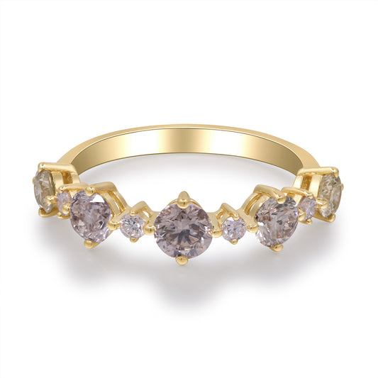 Beverly Hills Elegance 14K Gold 1.21ctw Multi-Color Diamond Band Ring