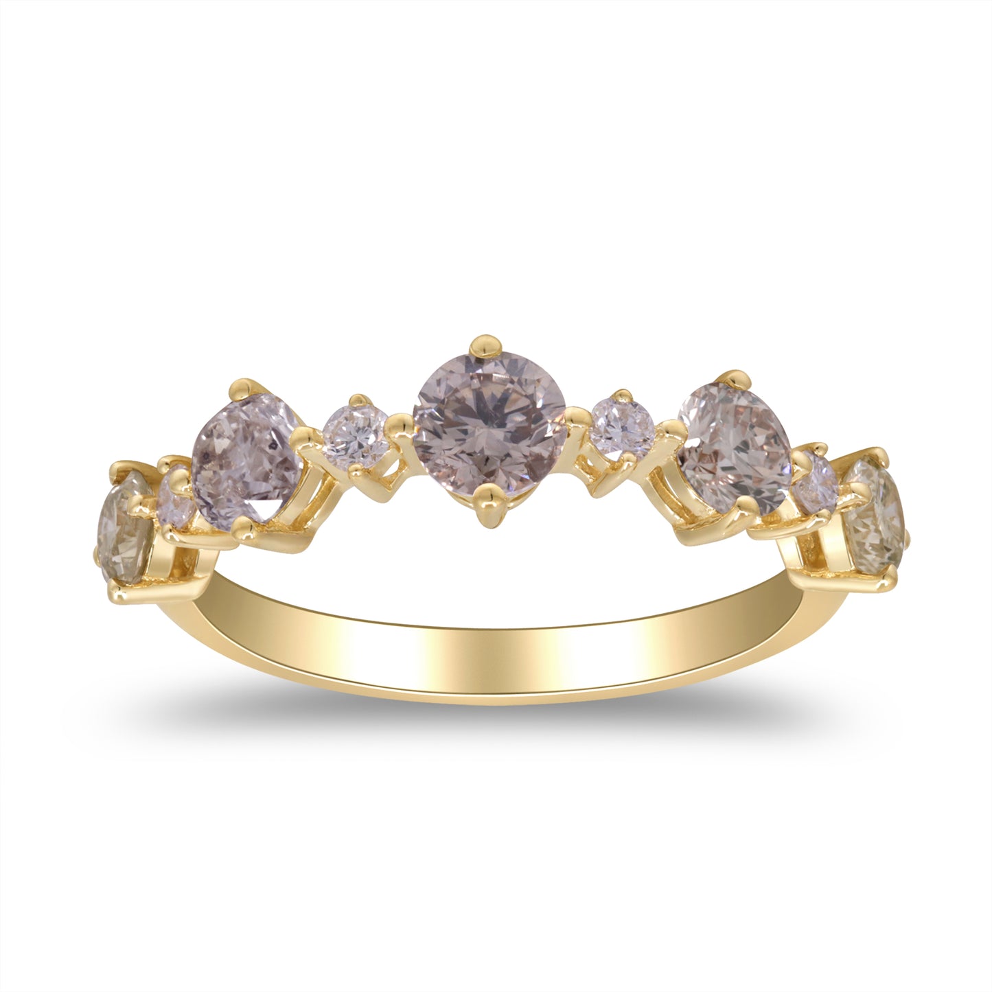 Beverly Hills Elegance 14K Gold 1.21ctw Multi-Color Diamond Band Ring